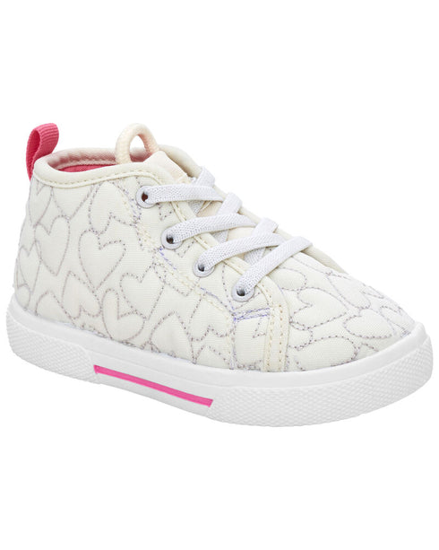 Canvas White Heart Running Shoes for Girls