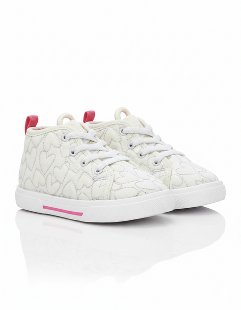 Canvas White Heart Running Shoes for Girls