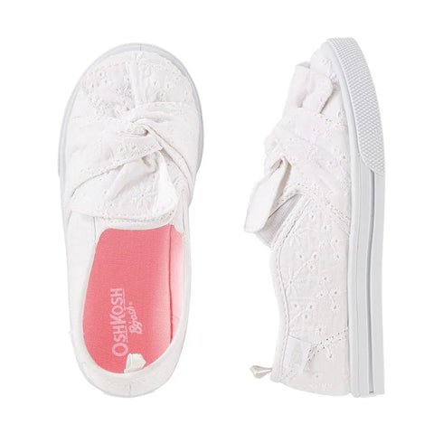 Canvas White Embroidered Bowknot Shoes