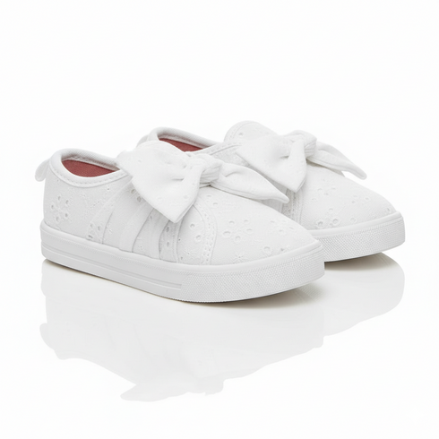 Canvas White Embroidered Bowknot Shoes