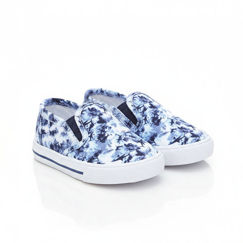 Denim White & Blue Printed Canvas Running Shoes for Boys & Girls