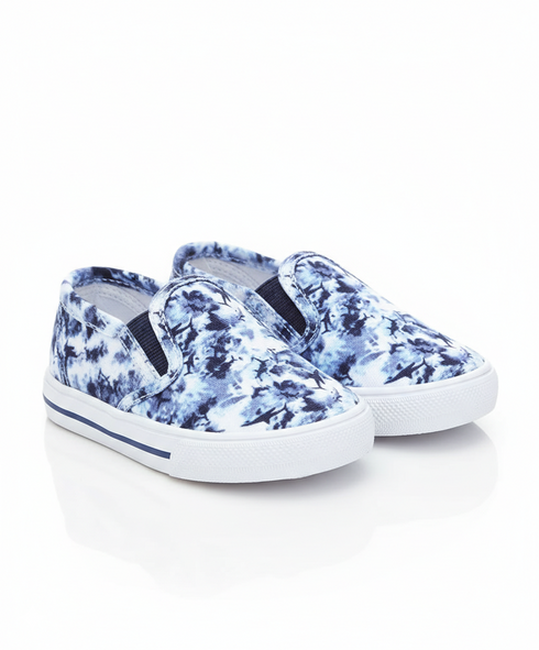 Denim White & Blue Printed Canvas Running Shoes for Boys & Girls