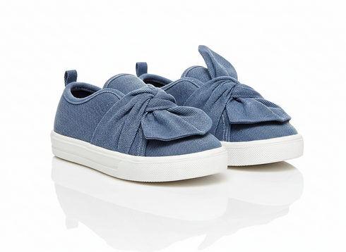 Canvas Blue Denim Bowknot Shoes for Girls