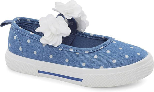 Girls Floral Strap Canvas Shoes Blue
