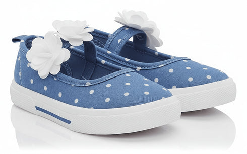 Girls Floral Strap Canvas Shoes Blue