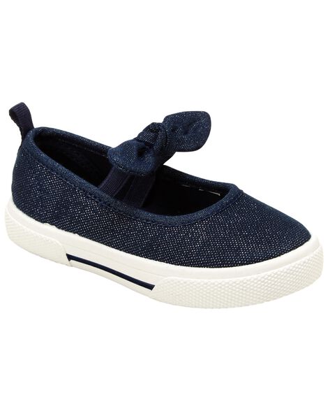 Glittered Navy Canvas Party Shoes for Girls