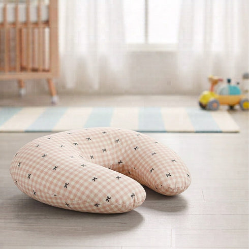 Cotton Fabric with Poly Fiber Filling Lightweight Pink Checks Nursing Pillow 0M+