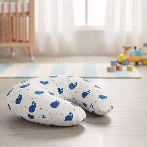 Cotton Fabric with Poly Fiber Filling Lightweight White Dolphins Nursing Pillow 0M+