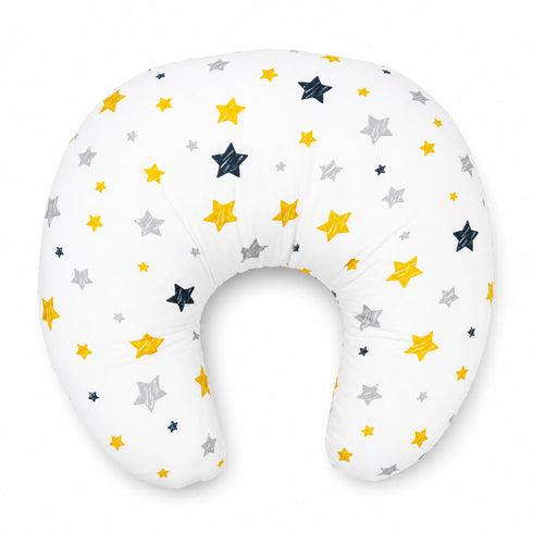 Cotton Fabric with Poly Fiber Filling Lightweight White Stars Nursing Pillow 0M+
