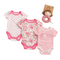 Dream Gro 3 Bodysuits & Rattle 4Pc Set
