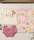 Baby Girls T-Shirt Onesie & Panty 3-Piece Set Cream Pink Love Set