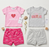 Baby Girls 2 T-Shirts & 2 Shorts Set Pink Grey Tiny Miracle Set