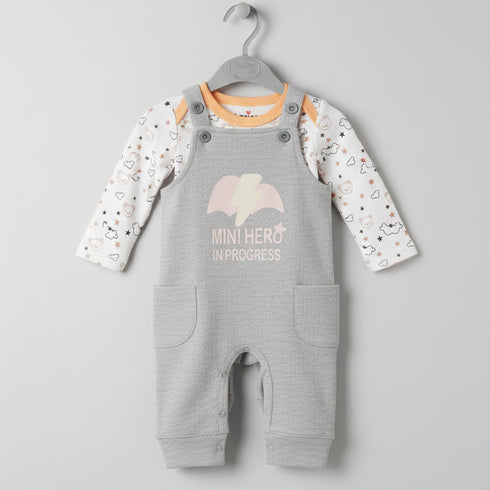 Basics Baby 2pc Suit Set Dangri With Long Sleeves Bodysuit 17131