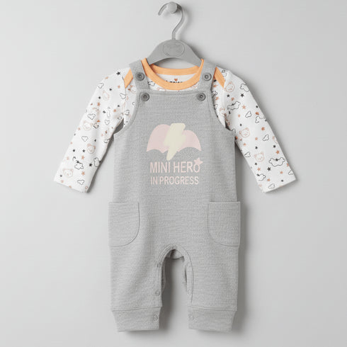 Basics Baby 2pc Suit Set Dangri With Long Sleeves Bodysuit 17131