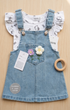 Baby Girls Dungaree Dress Set with T-Shirt Light Blue Floral Set