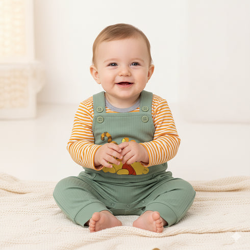 Basics Baby 2pc Suit Set Dangri With Long Sleeves Bodysuit 17131