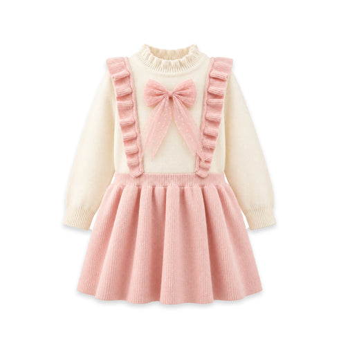 Baby Girls Formal Pink Wool Frock For Winter 17322