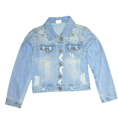 Pearl Blush Winter Denim Jacket for Girls