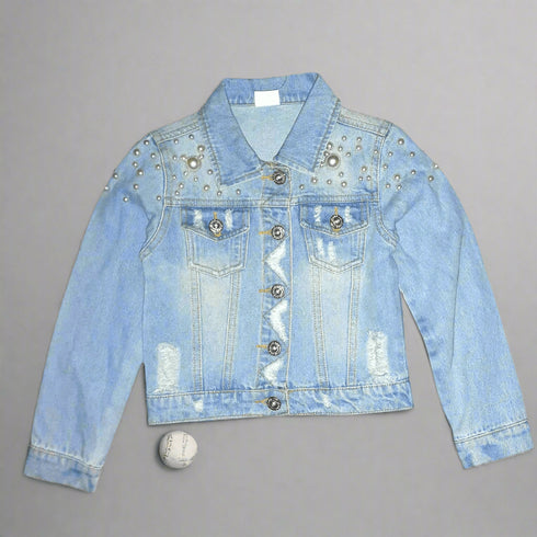 Pearl Blush Winter Denim Jacket for Girls