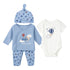 Infants 4Pc Suit Set Long Sleeves Shirt With Bodysuit Footed Trouser & Cap 17455