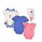Infants Combo Baby 3 Bodysuits & Rattle 4Pc Set