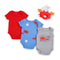 Infants Combo Baby Crab 3 Bodysuits & Rattle 4Pc Set
