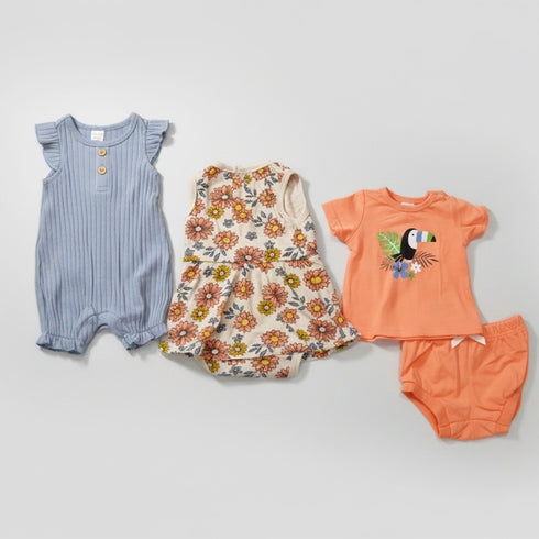 Infants Combo Suit T Shirt Panty & Onesies 4Pc Set