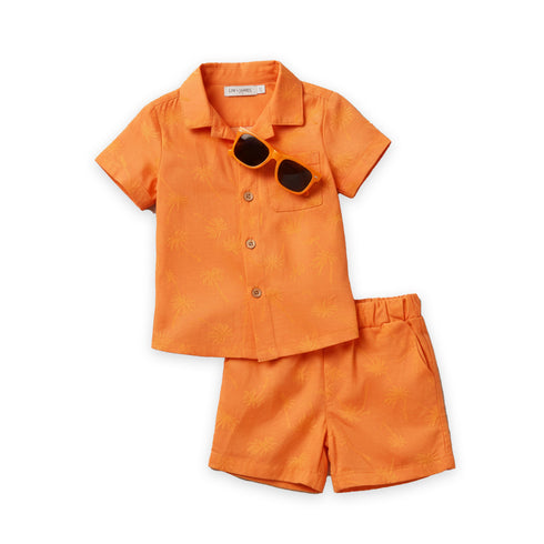 Liam & James Toddlers 3Pc Suit Shirt Shorts & Sunglasses Set
