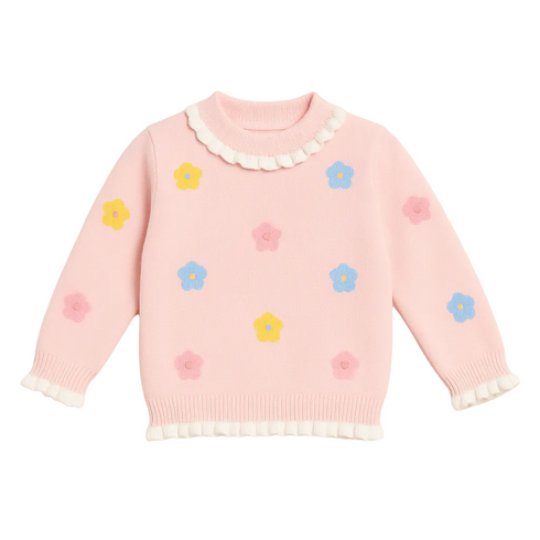 Soft Wool Sweater for Kids Floral Pink 16708