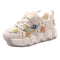 Girls Floral Sneakers Kids Lightweight Breathable Athletic Running Shoes Beige 15803