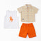 Toddlers 3Pc Suit Checks Shirt With Inner Sando & Shorts Set