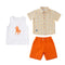 Toddlers 3Pc Suit Checks Shirt With Inner Sando & Shorts Set
