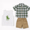 Toddlers 3Pc Suit Checks Shirt With Inner Sando & Shorts Set