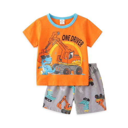 Toddlers Dino Suit Orange T-Shirt and Shorts Set