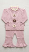 Woolen Tea Pink Floral Baby Girl Dresses Sweater and Trouser Set 0-24M