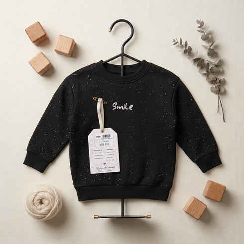 Girls Black Glittered Sweatshirt