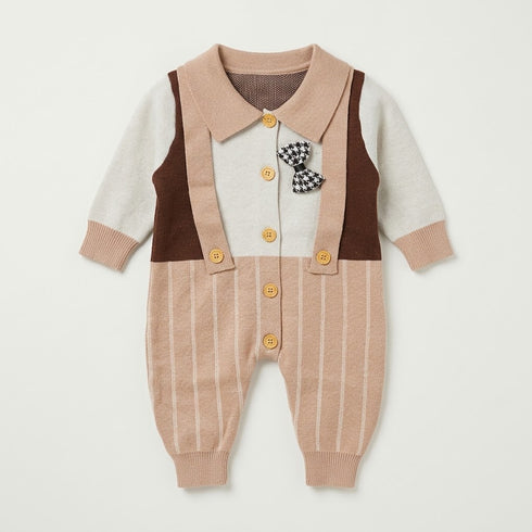 Woolen Striped Baby Boys Formal Romper 0–18 Months