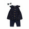 Baby 3Pc Combo Suit Set Navy Floral Print Cotton Frock Tights