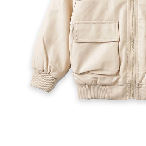 Leather Cream Baby Boy Jacket