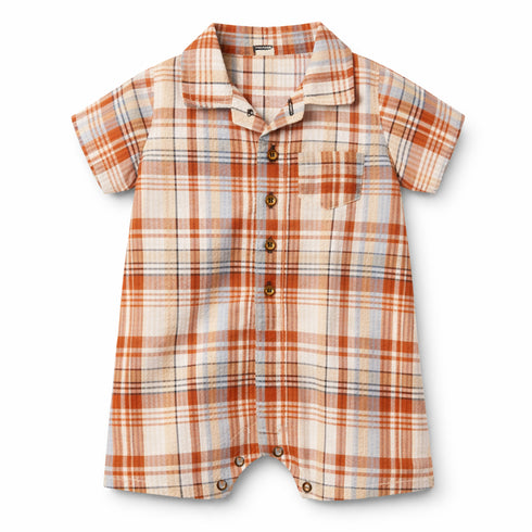 Baby Boy Onesie Romper Brown Checks Print
