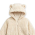 Beige Furry Baby Romper with Zipper 0-12M