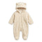 Beige Furry Baby Romper with Zipper 0-12M