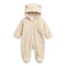 Beige Furry Baby Romper with Zipper 0-12M