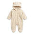 Beige Furry Baby Romper with Zipper 0-12M