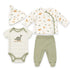 Baby Boy Suit Bodysuit With Feet Covered Trouser Shirt & Cap Set 0-9M
