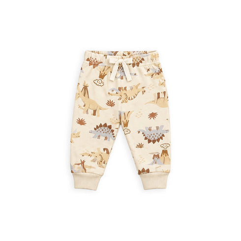 Cotton Fleece Beige Baby Boy Suit Hoodie Bodysuit Trouser Set Dino