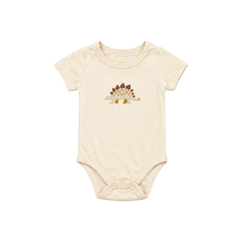 Cotton Fleece Beige Baby Boy Suit Hoodie Bodysuit Trouser Set Dino