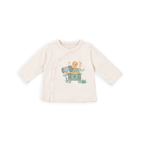 Cotton Baby Boy Suit Safari Set Shirt Feet Covered Trouser with Bodysuit & Cap 0-9M