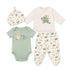 Cotton Baby Boy Suit Safari Set Shirt Feet Covered Trouser with Bodysuit & Cap 0-9M