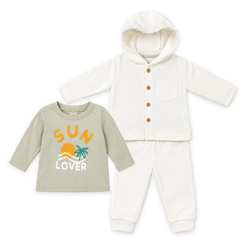 Cotton Striped Baby Boy Suit T-Shirt Trouser Hoodie